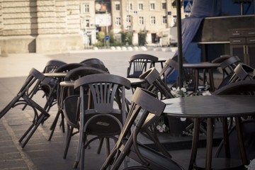 chairs near the summer cafe