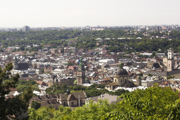Fototapeta premium View of the ancient Lviv from a height