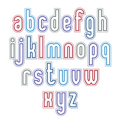 Light geometric font with outline. Vector modern capital letters