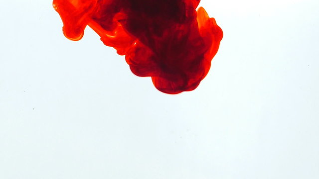 Movement of Red ink in water, slow motion, abstract.
