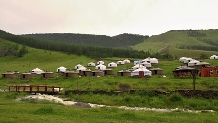 Fototapeta premium Mongolian Yurts camp near Ullanbaator in Mongolia
