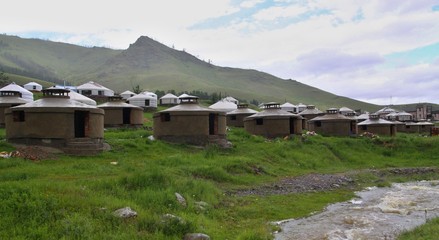 Fototapeta na wymiar Mongolian Yurts camp near Ullanbaator
