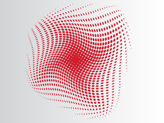 Abstract halftone red background twisted wave star