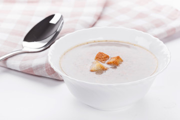 Mushrooms cream soup with agaric