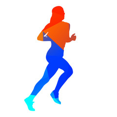 Fototapeta na wymiar Abstract polygonal running girl