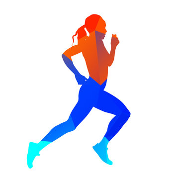 Abstract vector geometrical running woman