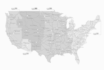 Railway map of United States