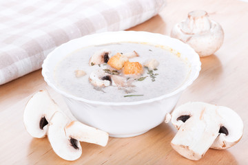 Mushrooms cream soup with agaric