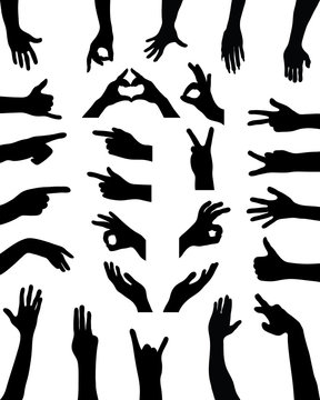 Black silhouettes of hands. vector