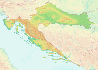 Karte von Kroatien ohne Beschriftung