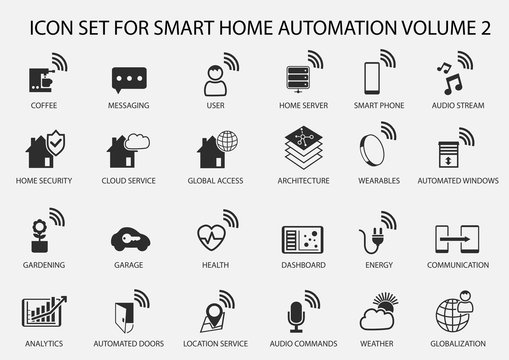 Smart home automation vector icon set in flat design