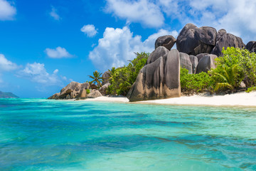 Tropical Paradise - Anse Source d'Argent - Beach on island La Digue in Seychelles