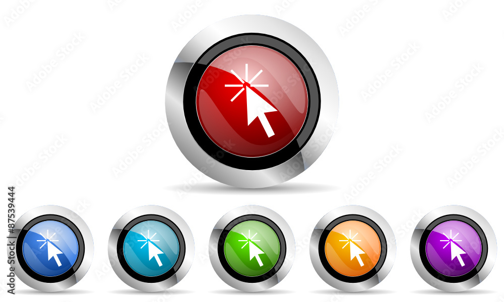 Poster click here vector icons set