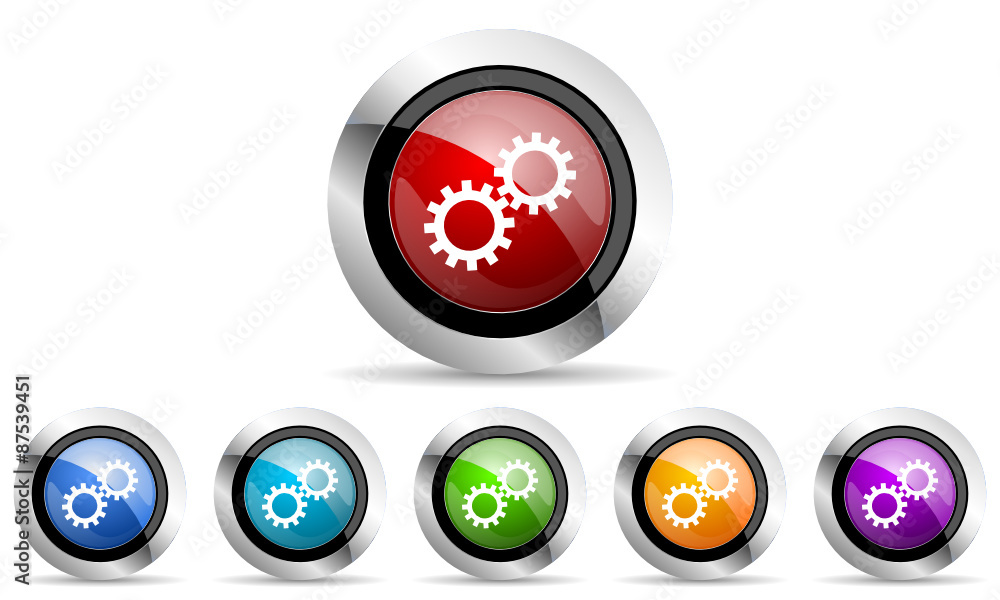 Poster gears vector icons set