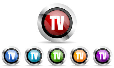 tv vector icons set