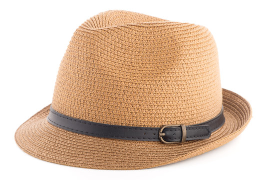 Straw hat isolated on white background.