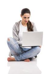 Naklejka premium Woking with a laptop