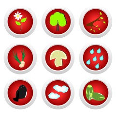 Button set red of ecology