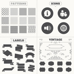 Information sign and group. Communication icons.