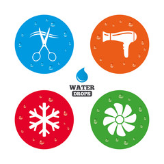 Hotel services icon. Air conditioning, Hairdryer