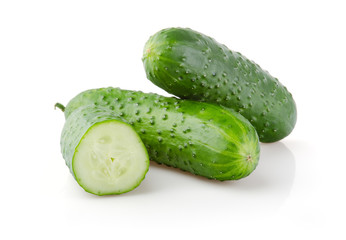 Fresh Cucumbers on white