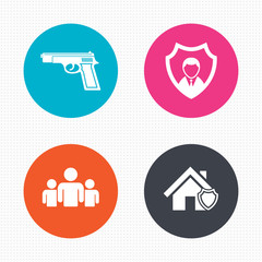 Security agency icons. Home shield protection.