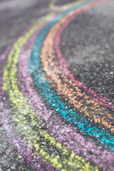 Fototapeta premium Chalk drawing of rainbow