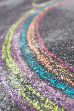 Chalk drawing of rainbow