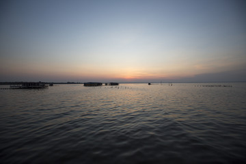 Panoramic view of the sunset on the Lake Maracaibo, Venezuela