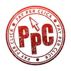 PPC (Pay Per Click) rubber stamp.