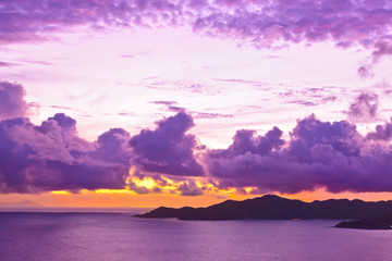 Island Praslin Seychelles at sunset