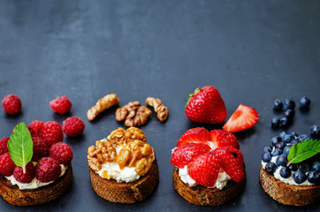 ricotta and crostini appetizers with fillings