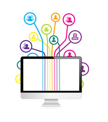 Detailed responsive desktop computer with colored path