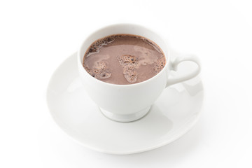 a cup of chocolate on white