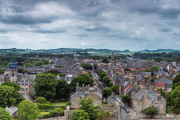 Fototapeta na wymiar St Andrews city view from cathedral tower. Scotland