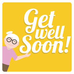 get well soon over color background