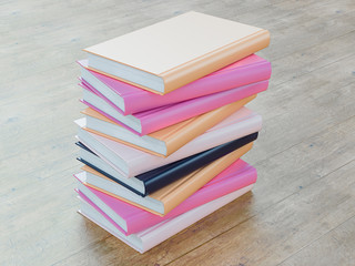 Empty color book mockup template on wood background