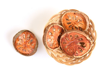 Slices of dried bael fruit