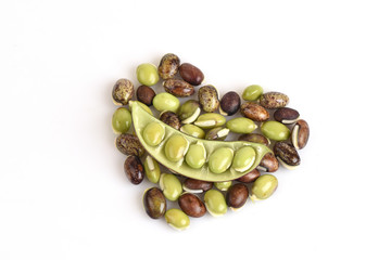 lablab bean or Dolichos bean (Dolichos lablab Linn.)., arranged in a heart shape.