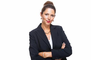 Confident Businesswoman Against White Background