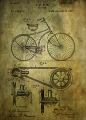 Fototapeta na wymiar Bicycle patent from 1890