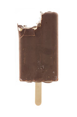 bitten vanilla ice cream coated chocolate
