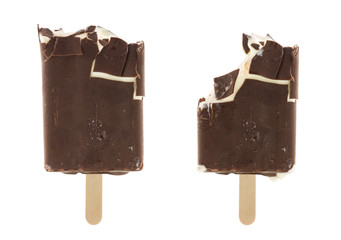 bitten vanilla ice cream coated chocolate