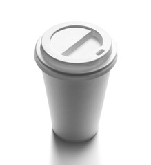 Paper cup of coffee isolated on white