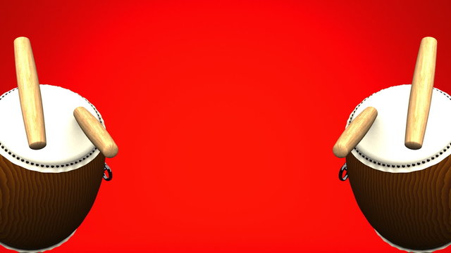 Loopable 2 Asian Drums On Red Text Space