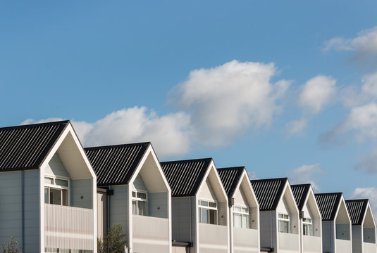 row of new houses with copy space