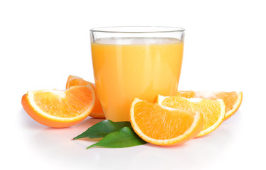 Glass of orange juice isolated on white