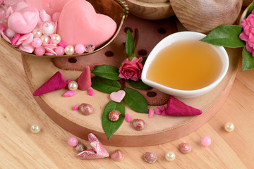 Spa skin with soap, honey.