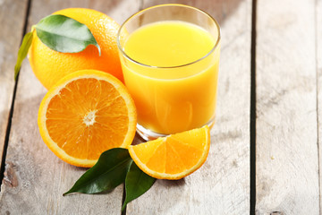 Orange juice on table close-up