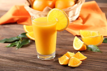 Orange juice on table close-up